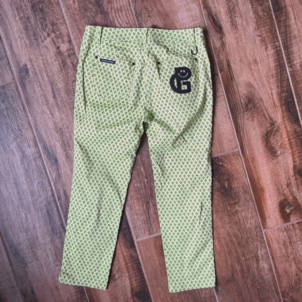 Pearly Gates Womens Monogram Logo Print Slim Golf Pants, Lime, M(29)